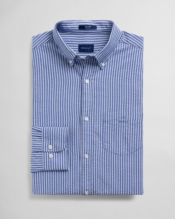 Gant Tech Prep Seersucker Stripe Shirt College Blue