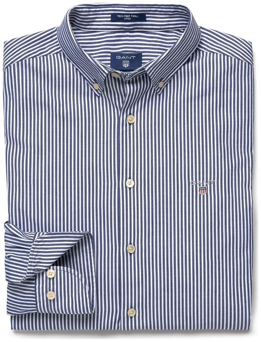 Gant Tech Prep Slim Twill Stripe Overhemd Donker Blauw