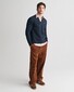 Gant Textured Collar Long Sleeve Uni Color Cotton Polo Avond Blauw