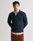 Gant Textured Collar Long Sleeve Uni Color Cotton Polo Avond Blauw