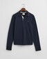 Gant Textured Collar Long Sleeve Uni Color Cotton Polo Avond Blauw