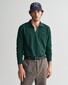 Gant Textured Collar Long Sleeve Uni Color Cotton Polo Tartan Green