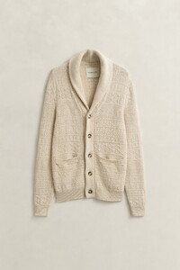 Gant Textured Cotton Linen Cardigan Creamed White