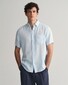 Gant Textured Cotton Linen Short Sleeve Overhemd Fresh Blue