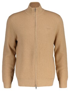 Gant Textured Cotton Merino Wool Full Two-Way Zip Vest Khaki Melange