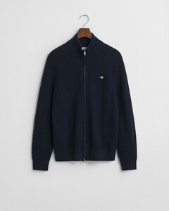 Gant Textured Cotton Zip Cardigan Vest Avond Blauw