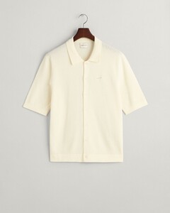 Gant Textured Knit Short Sleeve Vest Crème