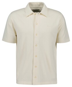 Gant Textured Short Sleeve Polo Shirt Overhemd Cream