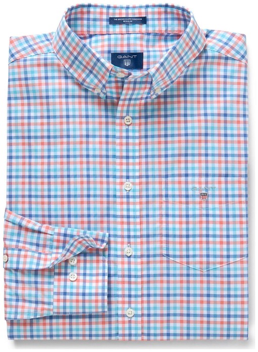 Gant The Broadcloth 3 Color Gingham Overhemd Strong Coral