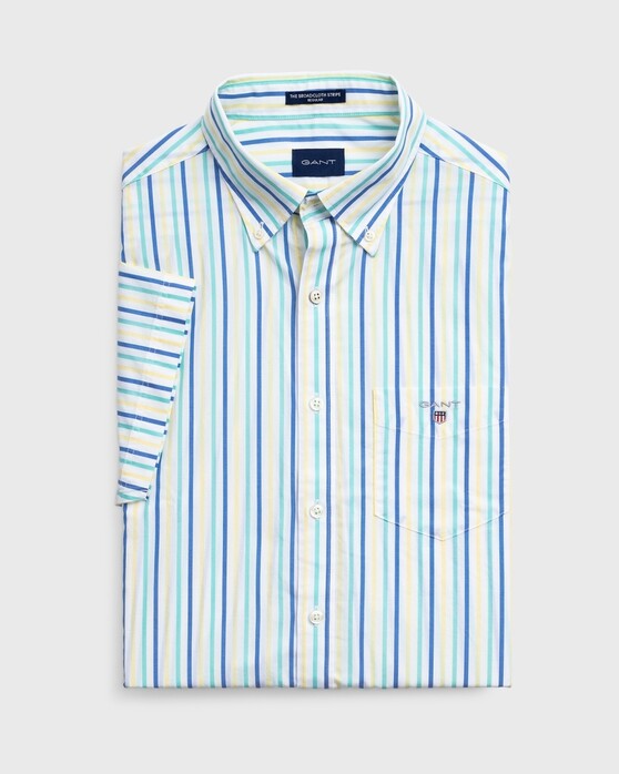 Gant The Broadcloth 3 Color Stripe Short Sleeve Shirt Pool Green