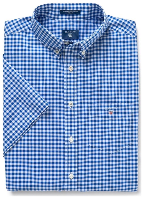 Gant The Broadcloth Gingham Short Sleeve Overhemd Yale Blue