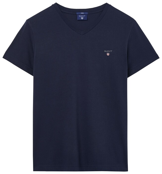 Gant The Original Fitted V-Neck T-Shirt Avond Blauw
