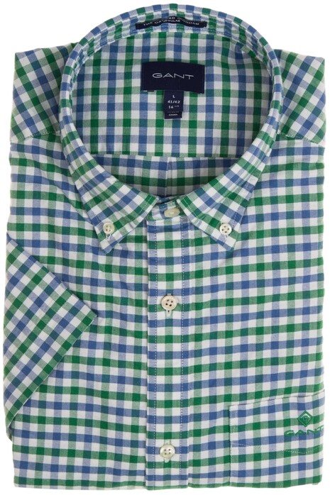 Gant The Oxford 2 Color Gingham Short Sleeve Overhemd Kelly Green