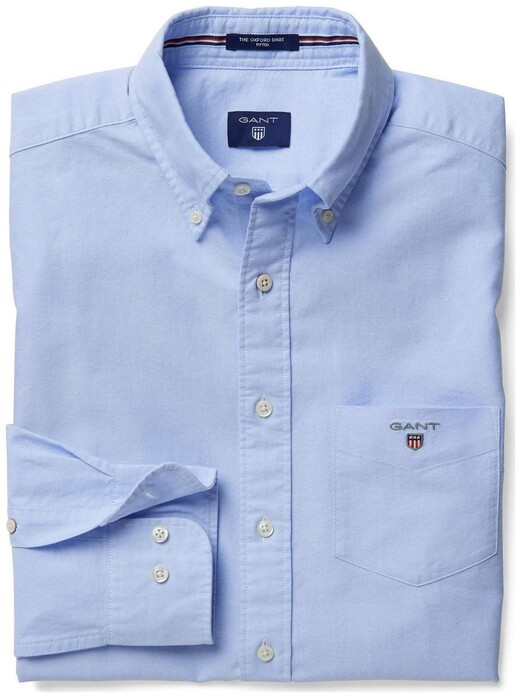 Gant The Oxford Shirt Fitted Overhemd Licht Blauw