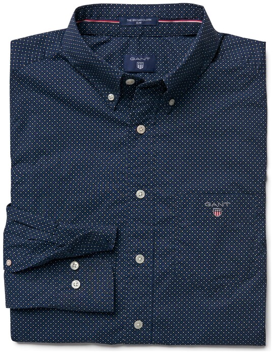 Gant The Slim Broadcloth Dot Shirt Yale Blue
