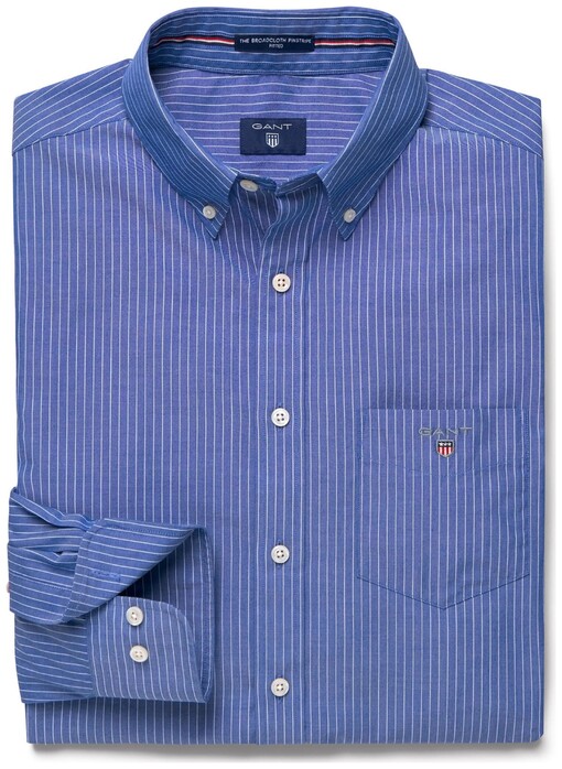 Gant The Slim Broadcloth Pinstripe Overhemd Yale Blue