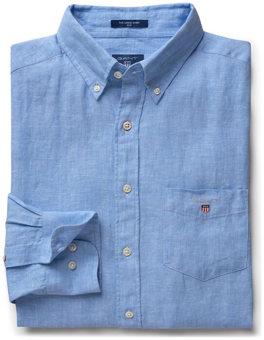 Gant The Slim Linen Shirt Capri Blue