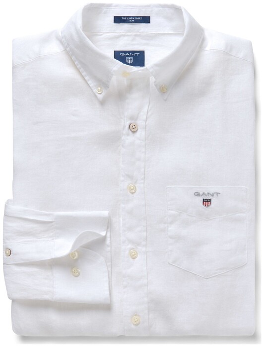 Gant The Slim Linen Shirt Overhemd Wit