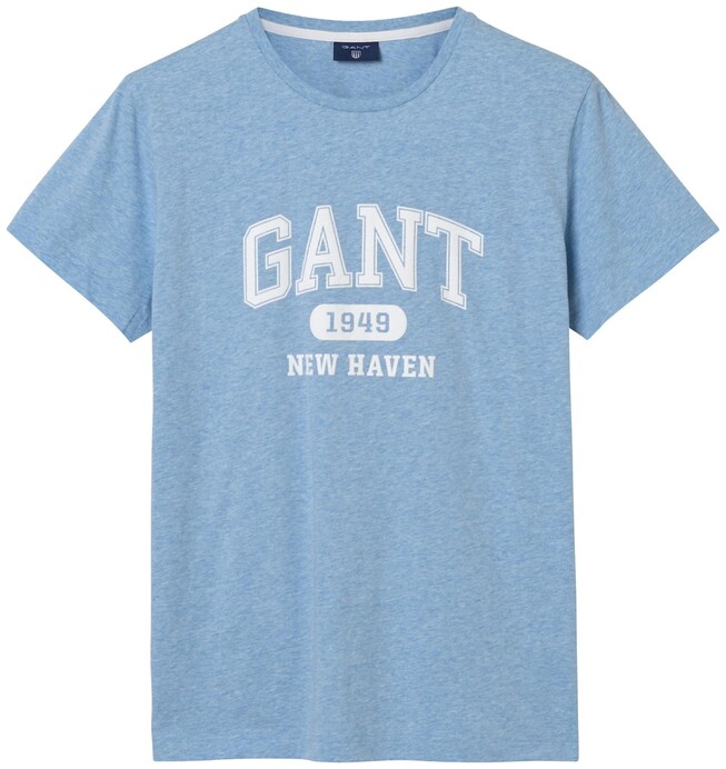 Gant The Summer Logo Short Sleeve T-Shirt Light Blue Melange