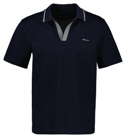 Gant Tipping Details No Buttons Collar Polo Avond Blauw