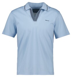 Gant Tipping Details No Buttons Collar Polo Fresh Blue