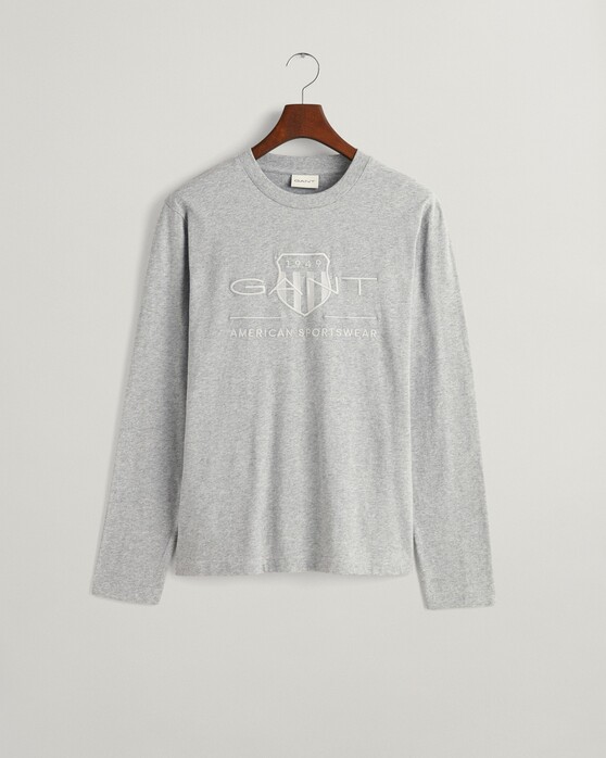 Gant Tonal Archive Shield Long Sleeve T-Shirt Grijs Melange