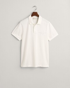 Gant Tonal Graphic Logo Shield Short Sleeve Polo Eggshell