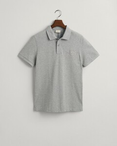 Gant Tonal Graphic Logo Shield Short Sleeve Poloshirt Grey Melange