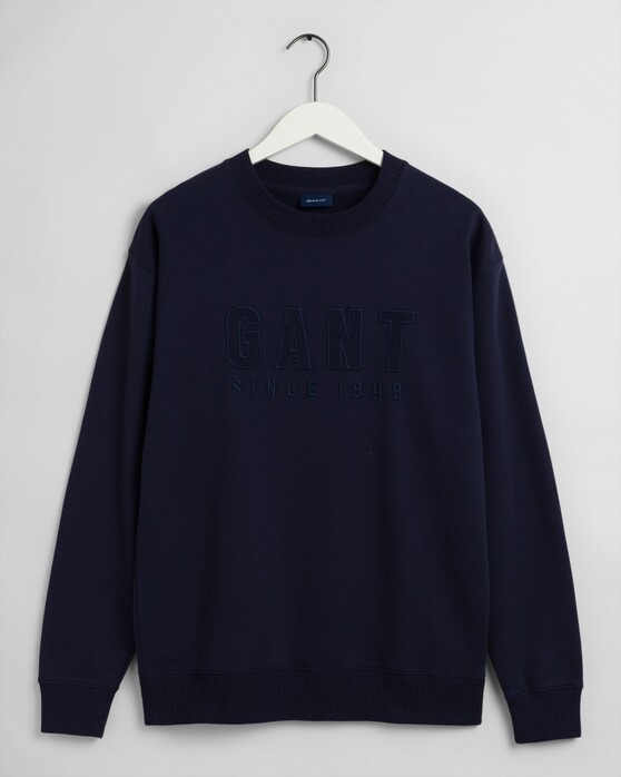 Gant Tonal Logo Sweat C-Neck Pullover Classic Blue