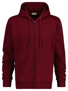 Gant Tonal Shield Full Zip Hoodie Cardigan Plumped Red