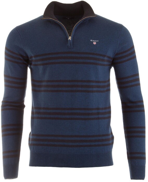 Gant Tri-Stripe Half Zip Pullover Blue Melange