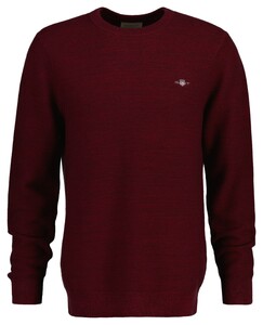 Gant Two Tone Crew Neck Cotton Merino Blend Trui Red Shadow