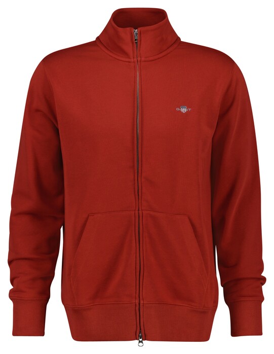 Gant Two-Way Front Zip Sweat Cardigan Iron Red