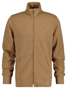 Gant Two-Way Front Zip Sweat Cardigan Warm Khaki