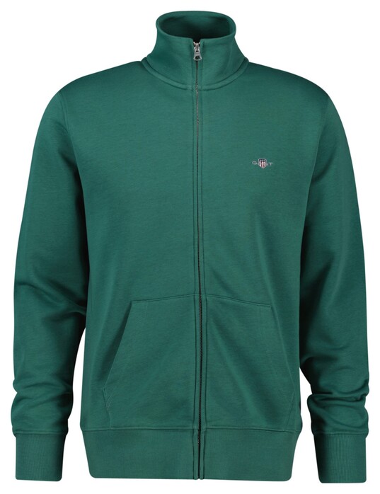 Gant Two-Way Front Zip Sweat Cardigan Woody Green