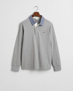 Gant Uni Color Chambray Heavy Rugger Twill Collar Pullover Grey Melange