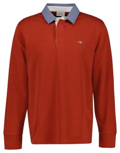 Gant Uni Color Chambray Heavy Rugger Twill Collar Pullover Iron Red