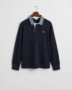 Gant Uni Color Chambray Heavy Rugger Twill Collar Trui Avond Blauw