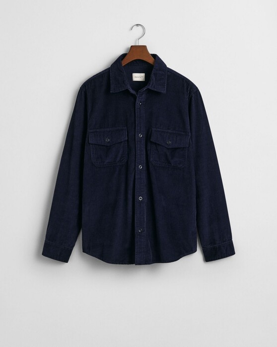 Gant Uni Color Corduroy DTM Corozo Buttons Overshirt Avond Blauw