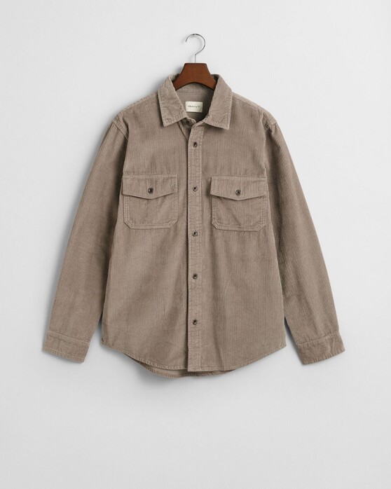 Gant Uni Color Corduroy DTM Corozo Buttons Overshirt Warm Grey