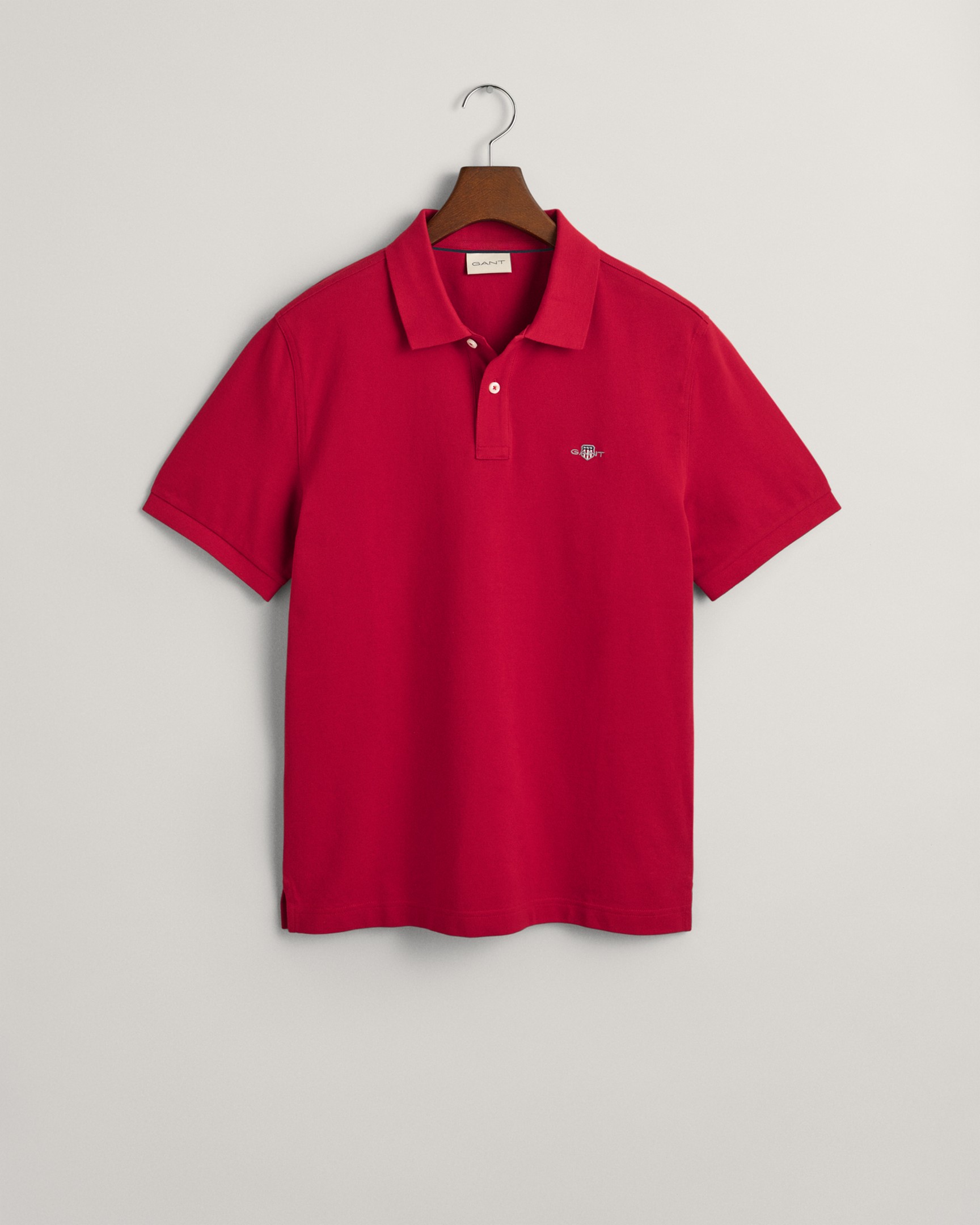 Gant Uni Color Cotton Archive Shield Embroidery Polo Ruby Red