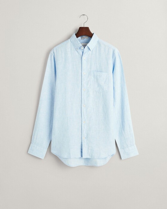 Gant Uni Color Linen Button Down Shirt Capri Blue