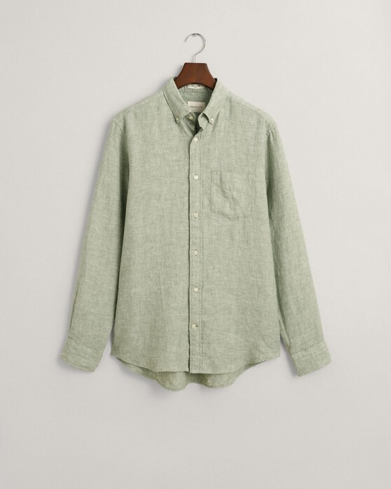 Gant Uni Color Linen Button Down Shirt Kalamata Green