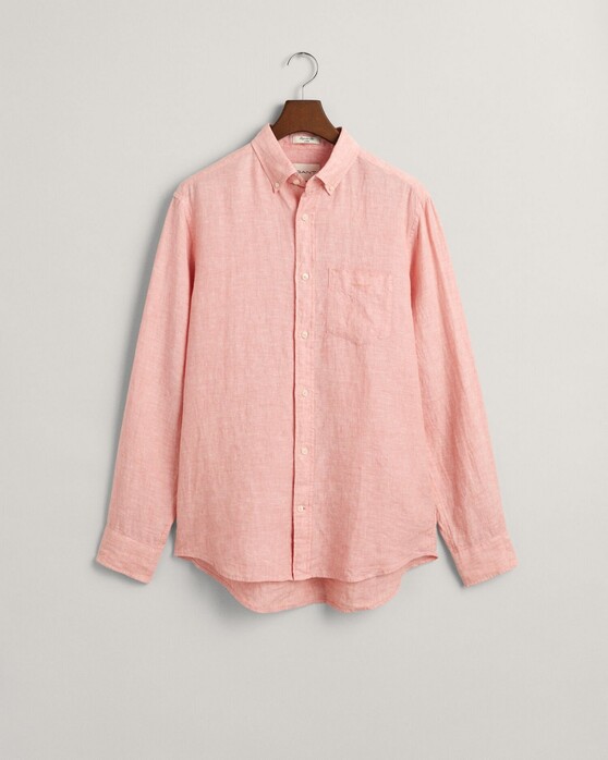 Gant Uni Color Linen Button Down Shirt Peachy Pink