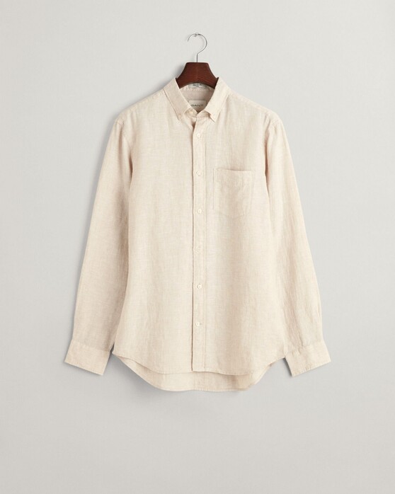 Gant Uni Color Linen Button Down Shirt Sand