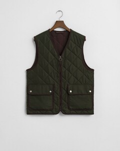Gant Uni Color Rich Detail Quilted Fleece Vest Body-Warmer Dark Moss Green