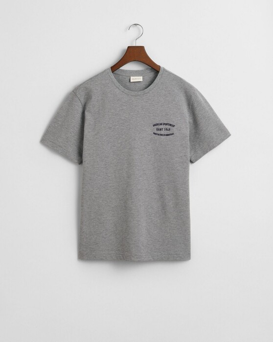 Gant Uni Color Small Brand Graphic Piqué T-Shirt Grey Melange