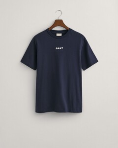 Gant Uni Color Small Logo Contrast Crew Neck T-Shirt Avond Blauw