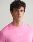 Gant Uni Color Small Logo Contrast Crew Neck T-Shirt Clear Pink