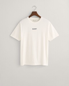 Gant Uni Color Small Logo Contrast Crew Neck T-Shirt Eggshell